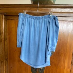 Joe Fresh off shoulder 3/4 sleeve chambrey  tunic